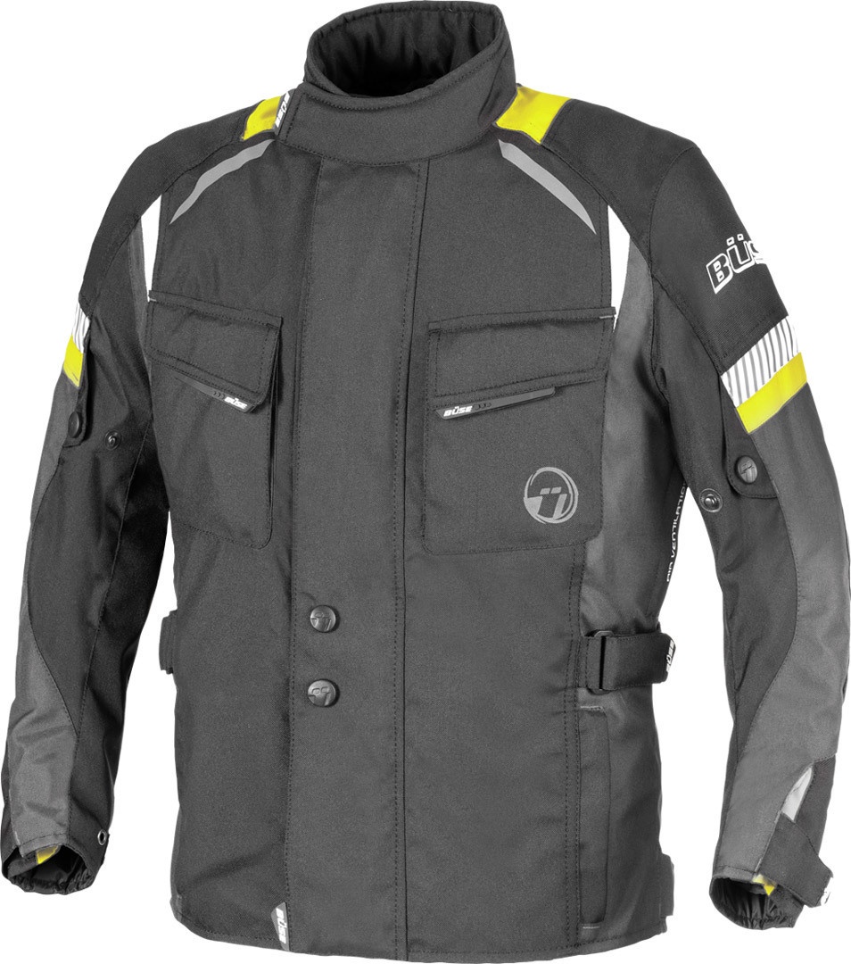 Büse Breno Kids Kinder Motorrad Textiljacke, schwarz-grau-gelb, Größe M 164