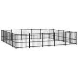 vidaXL Outdoor-Hundezwinger 4,85 m x 4,85 m x 1 m Stahl Schwarz