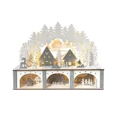 Hti-Living Schwibbogen Leuchtbogen Dorfidylle (1-tlg), Schwibbogen Weihnachtsdeko - 2 Jahre Gewährleistung - mind. 14 Tage Rückgaberecht - Grau,Weiß