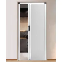 ZIMGOD Falttür Innentüren Ohne Bohren Weiß Falttür Metallrahmen und Vliesplatte, Schiebe-Falttüren mit Griff und Schloss, Trenngitter für Küche und Schlafzimmer, Sondergröße(27x80in (68.5x203cm))