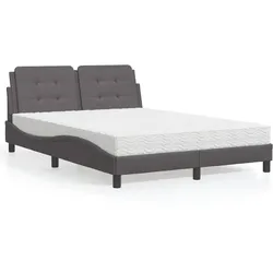 Bett mit Matratze Grau 120x200 cm Kunstleder