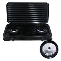 Melko Gaskocher Campingkocher 2 flammig Gasherdplatte Camping Outdoor Kochfeld Metall Gasbrenner