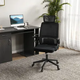 Vinsetto Bürostuhl Ergonomisch, Schreibtischstuhl mit Verstellbar Kopfstütze, Armlehne höhenverstellbar Computerstuhl Drehstuhl mit Wippfunktion,