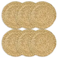 HMF Tischset rund geflochten aus Wasserhyazinthe, Platzset abwaschbar, 6er Set, 30 cm