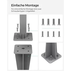 Songmics Erdanker Bodenanker für Standpfosten grau