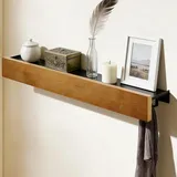 Garderobenleiste mit Ablage 40 cm, Wandgarderobe Holz mit 10 Klapphaken