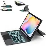 ROOFEI für Samsung Galaxy Tab S6 Lite 10,4 Zoll 2024/2022/2020 Hülle mit Tastatur QWERTZ : 7-Farbige Beleuchtung Tastatur mit Trackpad, All-in-one Hülle mit Stifthalter für Galaxy Tab S6 Lite 10,4"