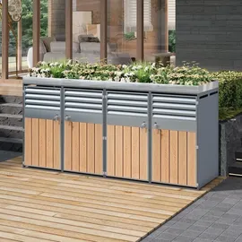 stilvora Mülltonnenbox mit integriertem Pflanzbereich 4 m grau
