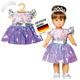 Heless 1131 - Kleid für Puppen im Design Fee und Einhorn mit Wendepailletten und silberner Krone, Größe 28 - 35 cm
