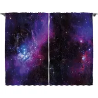 ABAKUHAUS Weltraum Rustikaler Gardine, Nebula Dunkle Galaxie Sterne, Schlafzimmer