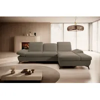 Goldstoff Ecksofa mit Schlaffunktion und Bettkasten - L-Form Sofa Beige/Grau, 1 Teile, Modernes Schlafsofa mit Sofakissen - Premium Couch Cord & L-Form braun