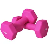 SPORTNOW Hanteln 2er Set Kurzhanteln 2 x 3 kg Hantelset Dumbbells, bodenschonendes Hexagon Kurzhantel Set für Krafttraining, Zuhause, Rosa