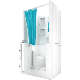 AcquaVapore Seniorendusche und Sitzwanne Kombination Wanne mit Tür 100 x 78 x 205 cm (S02D-TH-B-L)