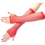 SamHeng Lange Netzhandschuhe, Schwarz fingerlose Armstulpen, Mesh-Kostüm Handschuhe, Kostüm-Punk-Accessoire für Frauen, Mädchen, Kinder, 80er-Jahre-Kostüm, Abendparty-Zubehör - Einheitsgröße