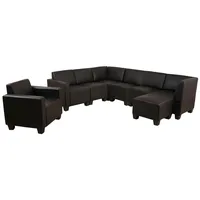 Mendler Modular Sofa-System Couch-Garnitur Lyon 6-1-1, Kunstleder ~ schwarz