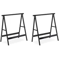 Relaxdays Klappbock, 2er Set, Belastung bis 100 kg, stabiler Gerüstbock, Arbeitshöhe 75 cm, platzsparend, Stahl, schwarz