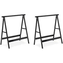 Relaxdays Klappbock, 2er Set, Belastung bis 100 kg, stabiler Gerüstbock, Arbeitshöhe 75 cm, platzsparend, Stahl, schwarz