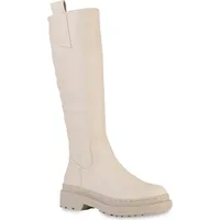 VAN HILL Damen Leicht Gefütterte Klassische Stiefel Profilsohle Schuhe 839376, Farbe: Beige, 38 - 38