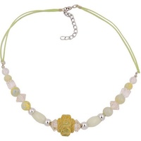 Gallay Perlenkette Kette Rosenperle griechisch, hellgrün (1-tlg) gelb