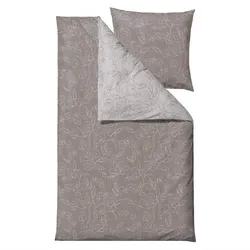 Södahl Bettwäsche Bettgarnitur 135x200 80x80 Blumen Infinity GOTS taupe