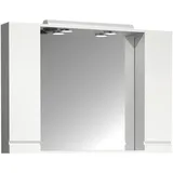 VCM Mid.you Spiegelschrank, Weiß Holzwerkstoff, 4 Fächer, 100x71x14 cm Hängespiegel Badezimmer, Drehtür grifflos Beleuchtung Silora XL