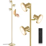 SIBRILLE Stehlampe Wohnzimmer 36W 2500LM Stehlampe LED Dimmbar, Fernbedienung&Touch-Steuerung, 2700K-6500K 3-Licht Leselampe Stehleuchte Moderne Deckenfluter LED Dimmbar für Wohnzimmer Büro, Gold
