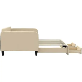 vidaXL Tagesbett Ausziehbar mit Schubladen Creme 100x200 cm Stoff