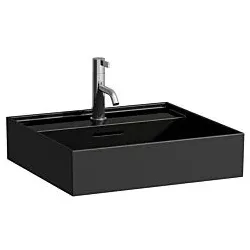 LAUFEN Kartell Aufsatzwaschtisch H8163320201041, 50x46cm, schwarz, Überl. & Hahnl., Saphirkeramik