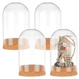 PH PandaHall 4 Stück Glockenglas Glaskuppelabdeckung Ausstellungskuppel Mit Korkboden Glasflaschen Kuppel Dekorative Gläser Für Die Blumenaufbewahrung Zuhause Weihnachtsdekoration 6.5x11cm