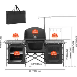 Vevor Camping Küchentisch Outdoor Schwarz