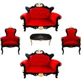 Pompöös by Casa Padrino Luxus Barock Wohnzimmer Set Rot / Schwarz / Gold - Pompööse Barock Wohnzimmer Möbel designed by Harald Glööckler