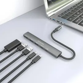 AISENS ASUC-5P022-GR USB-C 5 Ports), Dockingstation - USB Hub, Grau,