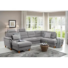 Home Affaire Wohnlandschaft HOME AFFAIRE "Palmera U-Form, B: 308 cm", silber, B:308cm H:89cm T:212cm, 100% Polyester;Struktur (100% Polyester);Luxus-Microfaser in Lederoptik (100% Polyester), Sofas, Wohnlandschaft, optional Bettfunktion & Bettkasten, Federkern