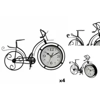 Gift Decor Uhr Tischuhr Fahrrad Schwarz Metall 33 x 22,5 x 4,2 cm 4 Stück schwarz