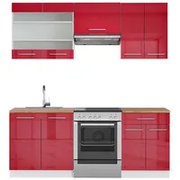 Vicco Küchenzeile Fame-Line 200 cm Bordeaux Hochglanz/Weiß