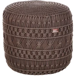 Pouf Makramee Baumwolle braun ⌀ 45 cm THAKOT