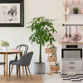 Relaxdays Badregal Bambus, 3 Ablagen, Tragegriff, Allzweckregal, Organizer, platzsparend, wasserfest, dekorativ, natur