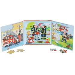 goki Puzzle Puzzlebuch Feuerwehr, Puzzleteile, 2 x 20 Teile 17,3 x 17,3 x 1,2 cm magnetisch bunt