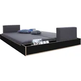 Müller SMALL LIVING Futonbett »MAUDE Bett«, Überlänge 210 cm schwarz matt/birke,