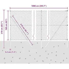 vidaXL Zaunpfosten 60 x 900 cm Grün/Stahl