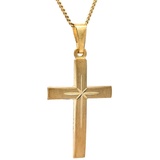 HOPLO Kreuzanhänger Anhänger Kreuz mit massiver Goldkette 1,1 mm 333-8 Karat Gold, Made in Germany 36 cm