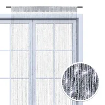 Wometo Fadenvorhang, 90x245 Oeko-Tex®, Silber Silber glänzend kürzbar