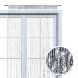 Wometo Fadenvorhang, 90x245 Oeko-Tex®, Silber Silber glänzend kürzbar