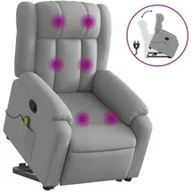vidaXL Massagesessel mit Aufstehhilfe Stoff 92 x 98 x 0 cm Grau