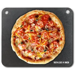 VEVOR Pizzastahl, 16" x 14,5" x 1/4" Pizzastahlplatte für den Ofen, vorgewürzter Pizza-Backstein aus Kohlenstoffstahl mit 20-fach höherer Leitfähigkeit, robuste Pizzapfanne für Außengrill, Innenofen