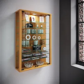 VCM Glasvitrine hängend Vitrine Glas mit ESG-Sicherheitsglas Maße: H. 91 x B. 59 x T. 18 cm Hängevitrine Glas Modern und platzsparend Glas Vitrinenschrank - Vitrosa Mini