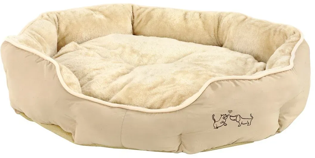 Dehner Tierbett Sammy, oval, beige, versch. Größen, hochwertiges Hundebett/Katzenbett, mit herausnehmbarem Liegekissen 70 cm