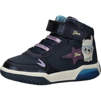 GEOX J INEK Girl Sneaker, Navy/Lilac, 34 EU