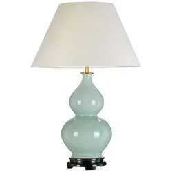 Harbin Gourd 1-flammige Tischlampe mit hohem Empire-Design – Seladon mit cremefarbenem Schirm