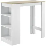 [en.casa] Bartisch Kouvola mit 3 Fächern 110x50x103 cm Weiß/Eiche-Optik